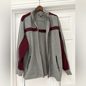 Retreat Gray and Maroon Men's Cardigan Sweater